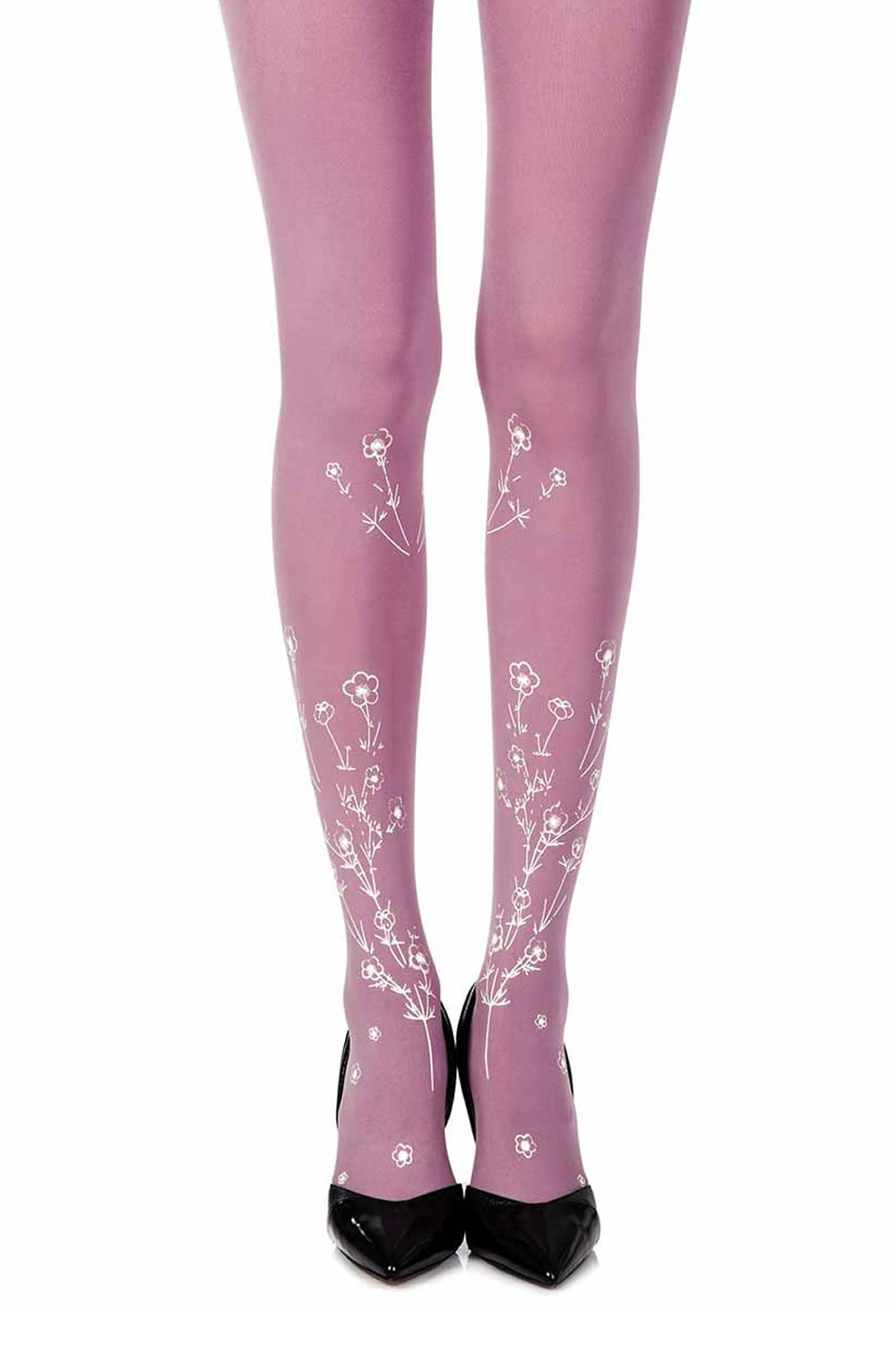 Zohara "Wild Roses" Violet Print Tights