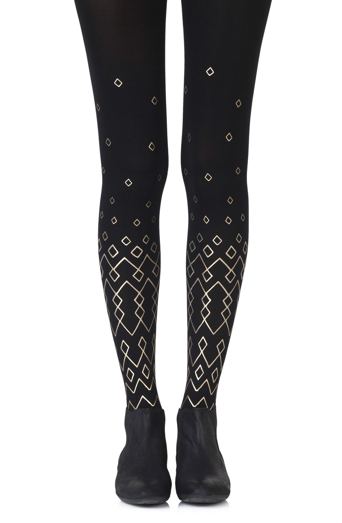 Zohara "Diamonds Are Forever" Black Print Tights